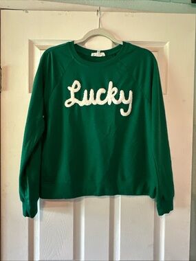 Green "Lucky" Crewneck Sweater by Workshop Republic Women’s Med